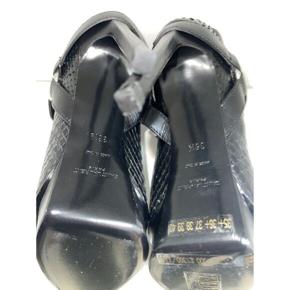 Saint Laurent Paris Black Python Embossed Leather Ankle Boots - Size 36,5 - Picture 2 of 4